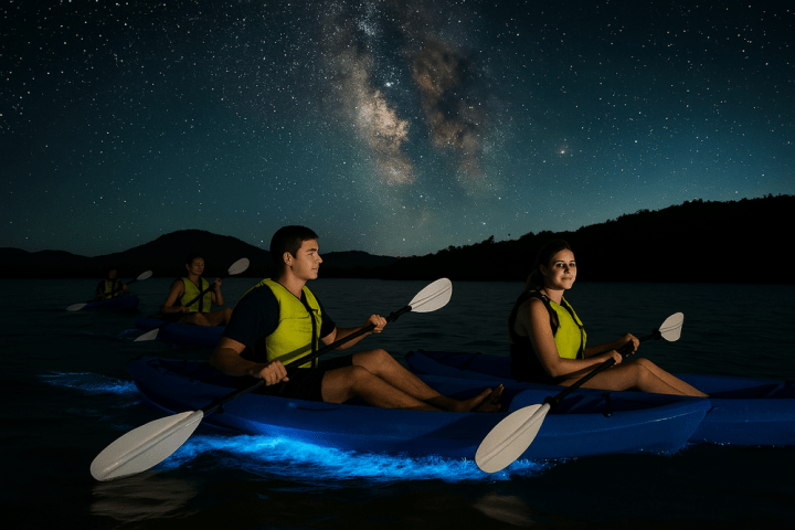 a group of people in a body of water